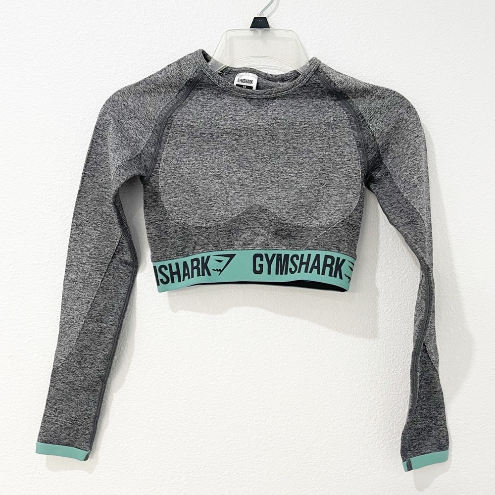 Medium Gymshark Flex Long Sleeve Crop Dusky Teal